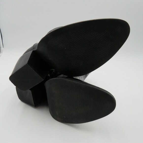 Madden Girl Boots Womens Sz 10 Black Reptile Imitation Leather Ankle Block Heel - Picture 8 of 10